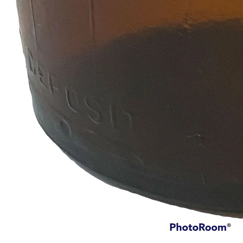 Amber Glass Bottle 1970s 4 inch Crock Barware Mancave Home Office Desk Shelf